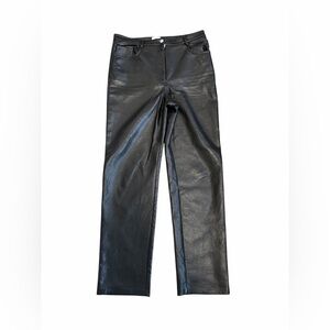 Wilfred Aritzia Vegan Leather Black Straight Leg Women's Pants Size 10 Festival